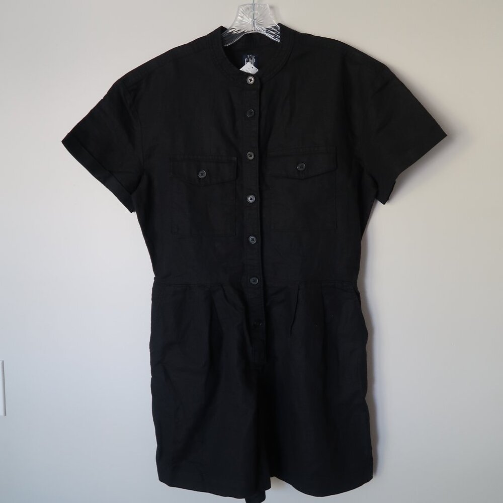 Black Linen Cotton Romper GAP NWT Size S Tall
